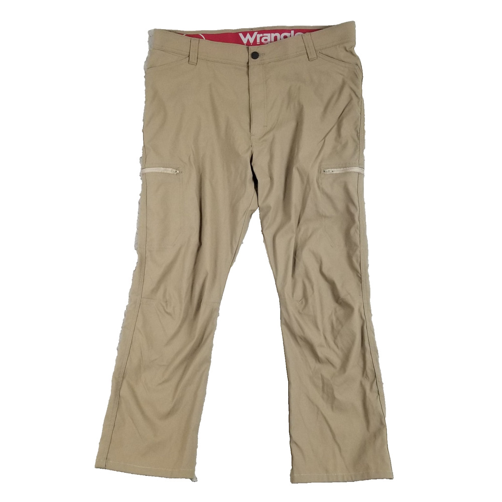 Wrangler Pants Mens‎ 38x30 Khaki Nylon Stretch Outdoor Cargo Zip Pockets Hiking